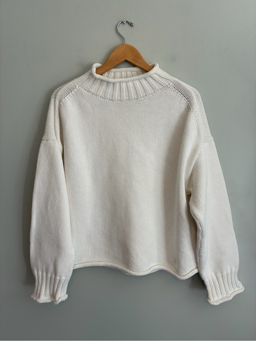 J CREW Ivory Rolled-Neck Knit Sweater Size XL